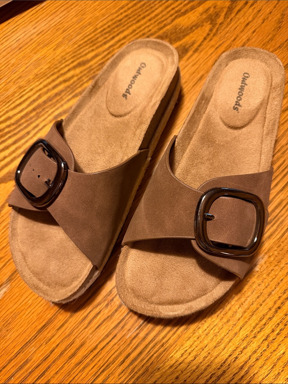Outwoods Brown Slide Sandals with Oversized Buckle Size 8